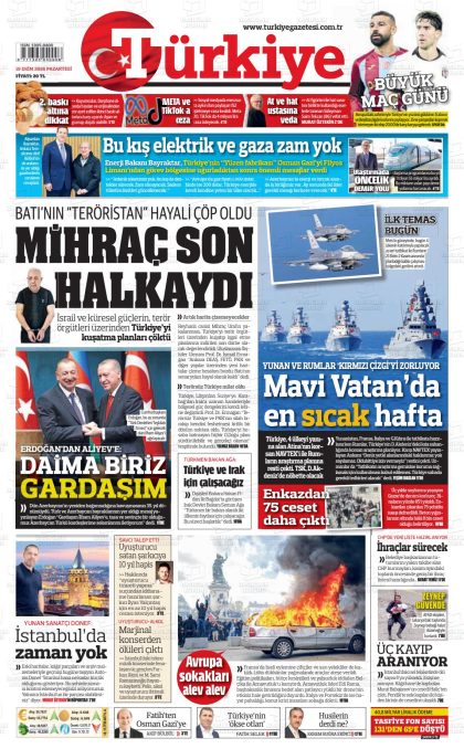 19.10.2026 tarihli TÜRKİYE gazetesi ilk sayfası