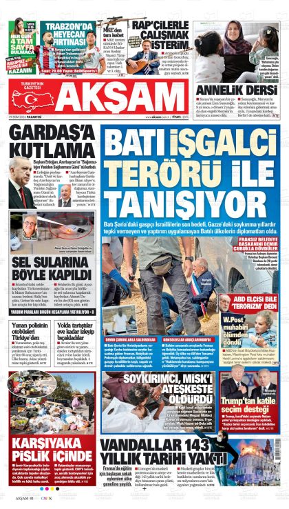 19.10.2026 tarihli AKŞAM gazetesi ilk sayfası