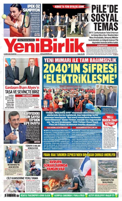 19.10.2026 tarihli YENİ BİRLİK gazetesi ilk sayfası