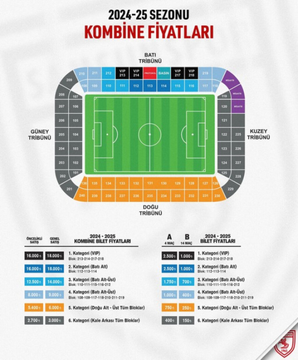 Samsunspor'da Yeni Sezonun Kombine ve Bilet Fiyatları Açıklandı!
