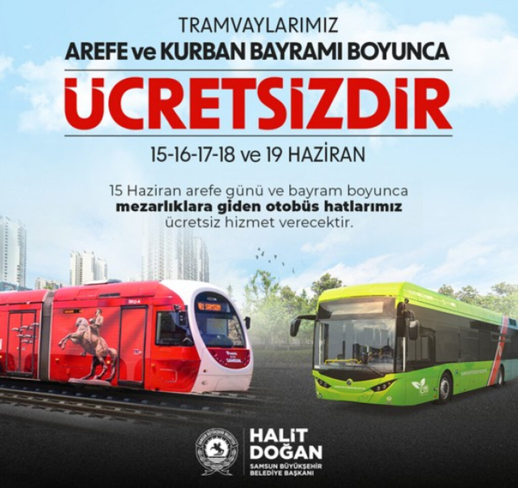 Samsun Büyükşehir’den Bayramda Ücretsiz Ulaşım Desteği!