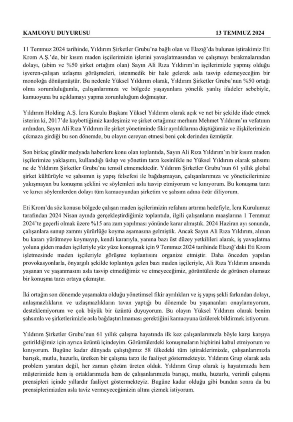 Yüksel Yıldırım Özür Diledi!