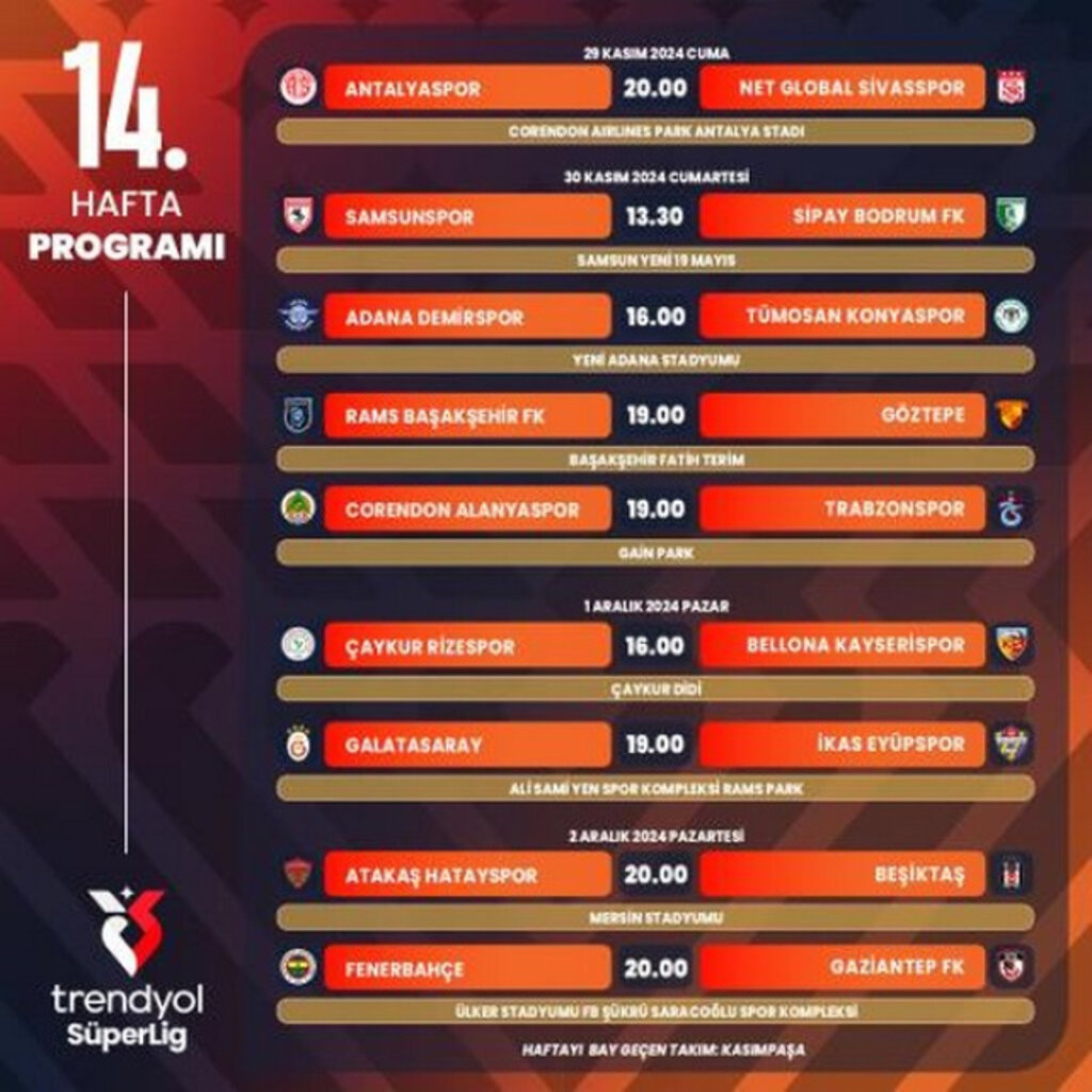 Samsunspor’un 11 Haftalık Maç Programı Açıklandı!
