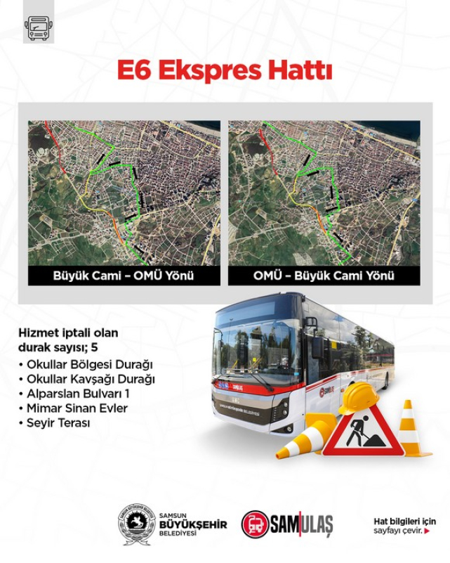 Samsun Büyükşehir Uyardı! Yol Çalışmasından Otobüs Hatları Etkilenecek!